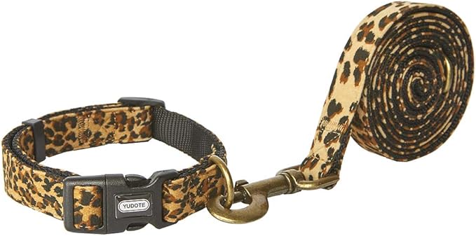 Fashion Leopard Dog Collar Premium Fabric Soft and Comfortable for Puppy,Middle and Big Dogs(Neck:12-18")