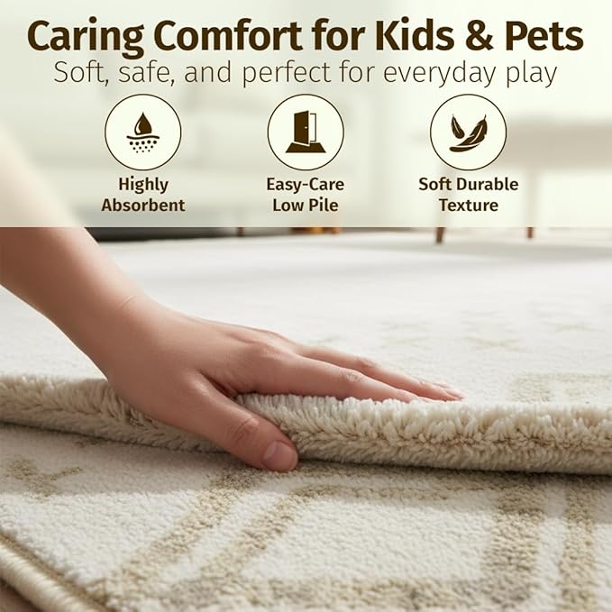 Muddy Mat짰 Tribal 2ft x 7ft Washable Area Rugs for Living Room, Bedroom & Dining Room ??Modern Soft Low Pile Non Slip Carpet ??Pet Friendly Waterproof Foldable Rugs for Home