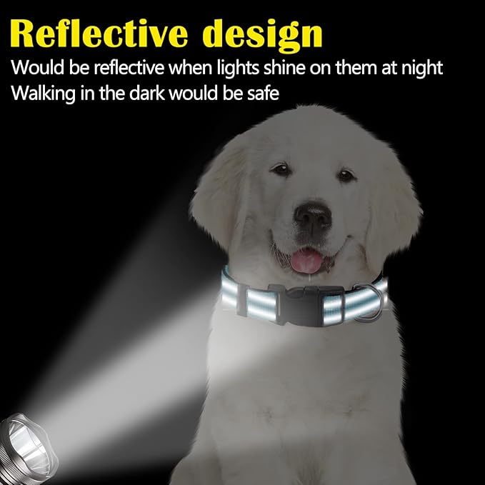 6 Pcs Reflective Dog Collar Soft Padded Breathable Adjustable Nylon Pet Collar with Safety Locking Buckle for Dogs Cats Puppy Pets Accessories(Medium,Fresh Color)