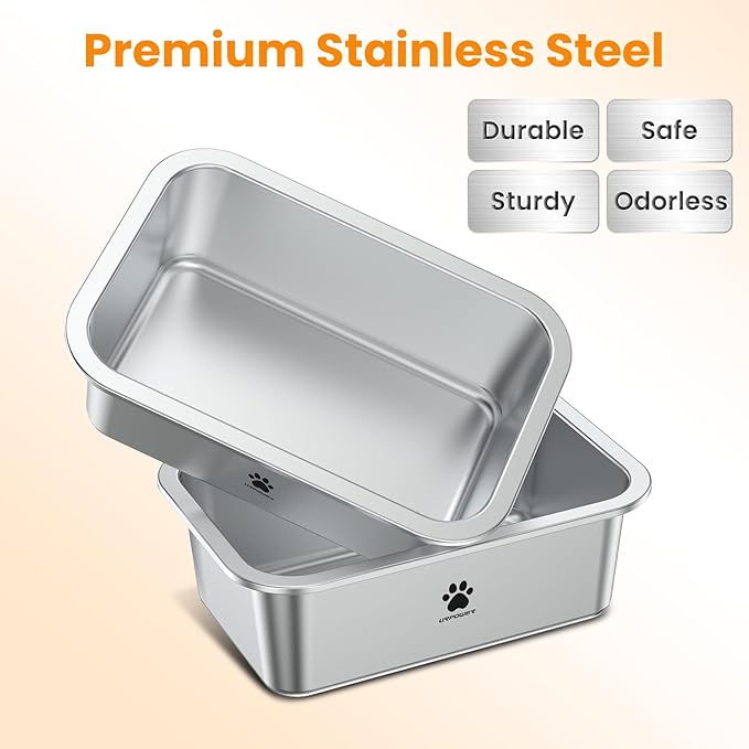 URPOWER 1.25 Gallon Heavy Duty Stainless Steel Dog Bowls for Large Breeds - 2-Pack XL Water & Food Bowl Set with Non-Slip Mat, Spill-Proof Metal Pet Dishes, Indoor/Outdoor Use, Easy to Clean
