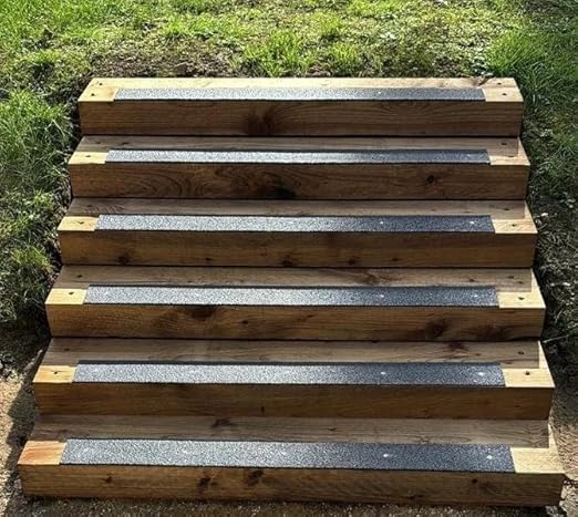 Anti-Slip Decking Strips - Pack of 5 (16" x 2") Heavy Duty GRP Non-Slip Treads for Outdoor Steps, Ramps & Decks - Weatherproof, Easy to Install, Long Lasting Safety Grip (Black)