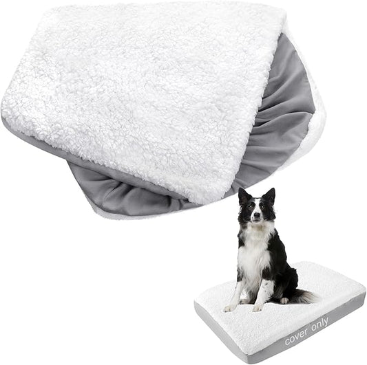 Dog Bed Covers Replacement Washable (Cover Only), Waterproof Warm Dog Mattress Cover Plush Dog Bed Cover-Easy to Remove, Plush Dog Pillow Cover, Soft and Comfortable Puppy Pet Bed Cover