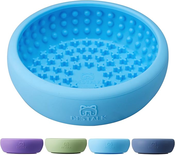 Dog Lick Bowl, Bestalk Anxiety Relief Lick Mat for Dogs, Non-Slip Freeze Licking Bowl Enrichment Puzzle Feeder for Distraction, BPA Free Silicone, Dishwasher Safe (Light Blue,L)