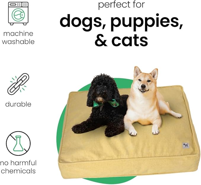 Molly Mutt Elysium Dog Bed Duvet Cover, GOTS-Certified 100% Cotton Canvas Cover for Dog, Puppy, or Cat Bed, Durable, Washable, and Free of Harmful Chemicals, Huge, 36"x45"x5", Yellow