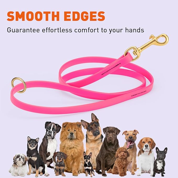 Viper Biothane K9 Working Dog Leash Waterproof Lead for Tracking Training Schutzhund Odor-Proof Long Line with Solid Brass Snap for Puppy Medium and Large Dogs 4ft, Passionfruit Pink