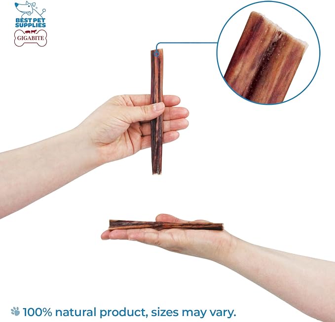 GigaBite Single Ingredient All Natural Free Range Bully Treats and Chews - Bully Sticks/Bladder Sticks/Beef Esophagus by Best Pet Supplies - Esophagus Sticks (6 Inch), Pack of 18