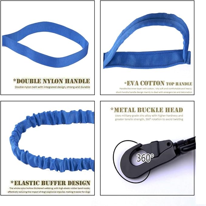 Xqpetlihai Tactical Dog Collar and Leash Set Adjustable Military Nylon Dog Collar with Control Handle and Heavy Duty Metal Buckle for Large Dogs（Dark Blue M