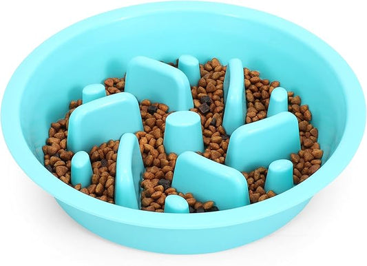 JASGOOD Slow Feeding Dog Bowl for Raised Pet Feeders Blue Maze Food Water Bowl Compatible with Elevated Diners(Blue,Fit Opening Fit Opening 7.5"-8")