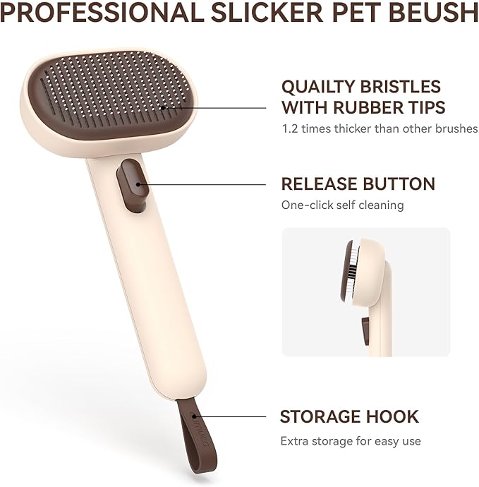 Aumuca Cat Brushes for Indoor Cats Dog Hair Brush for Shedding Long or Short Haired Cats Grooming Deshedding Brush for Dog Kitten Horse Massage Removes Loose Fur, Brown