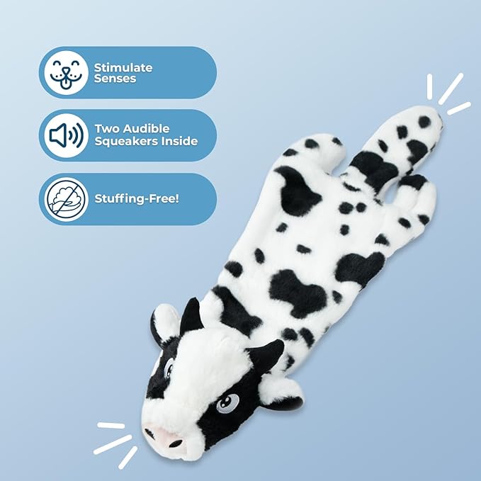Best Pet Supplies Squeaky Dog Toys with Soft Durable Fabric for Small, Medium and Large Pets Interactive Toy for Indoor Play, Supports Active Biting and Play - Cow, Medium