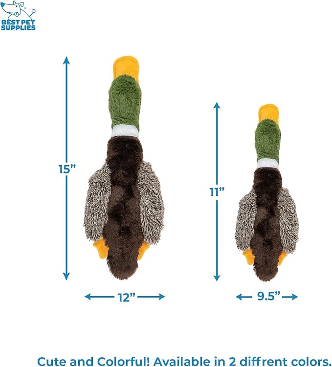 Best Pet Supplies Interactive Squeaky Dog Chew Toy, Ideal Dog Toys for Chewers, Small, Medium & Large Dogs, and Fetch Lovers - Mallard Duck (Brown), Large