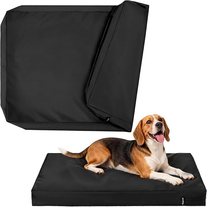 Waterproof Dog Bed Cover Replacement Washable, Easy to Clean, Pet Hair Resistant, Heavy Duty Oxford, Zipper Closure, Indoor/Outdoor Use, Fits 38 Inch Dog Crate - Large - 36"x 27"x 3" - Black