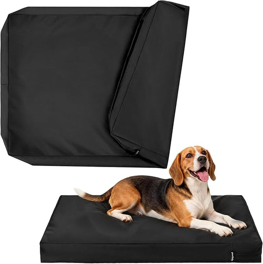 Waterproof Dog Bed Cover Replacement Washable, Easy to Clean, Pet Hair Resistant, Heavy Duty Oxford, Zipper Closure, Indoor/Outdoor Use, Fits 38 Inch Dog Crate - Large - 36"x 27"x 3" - Black