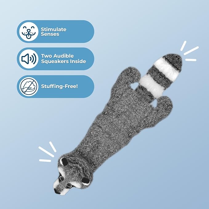Best Pet Supplies Squeaky Dog Toys with Soft Durable Fabric for Small, Medium and Large Pets Interactive Toy for Indoor Play, Supports Active Biting and Play - Raccoon, Large