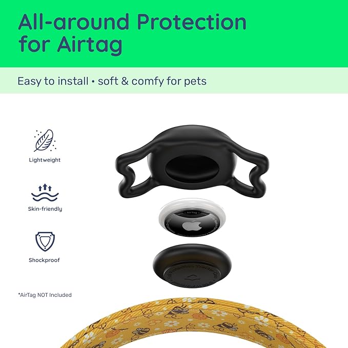 WhoseID Airtag Dog Collar,with Waterproof airtag Holder竊똎riginal Stylish Cute Pattern Design.QR Code ID Buckle竊똂omfortable Soft Cotton for Small Medium Large Dogs
