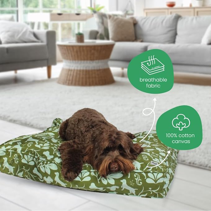 Molly Mutt Medium to Large Dog Bed Cover, Amarillo by Morning, Olive Green & Light Blue 27"x36"x5"