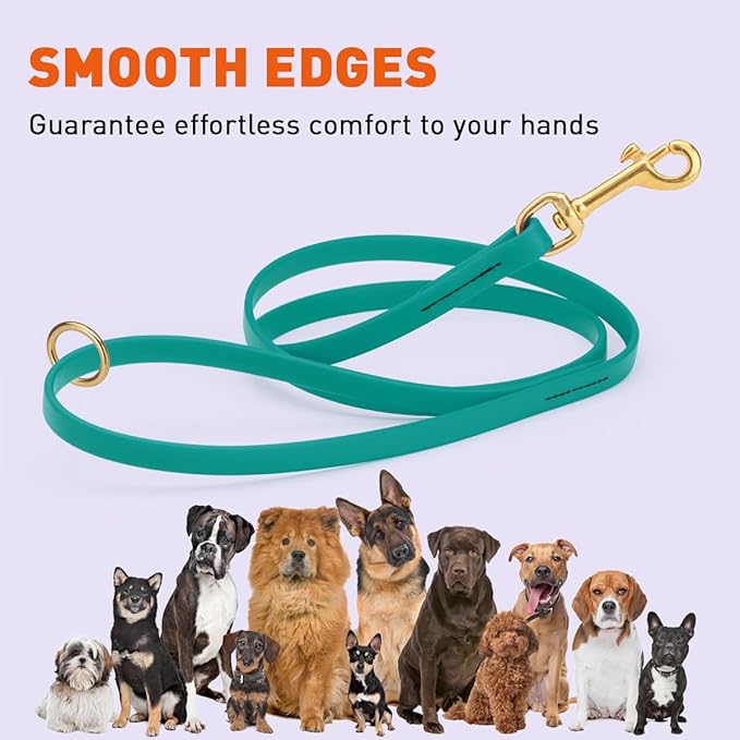 Viper Biothane K9 Working Dog Leash Waterproof Lead for Tracking Training Schutzhund Odor-Proof Long Line with Solid Brass Snap for Puppy Medium and Large Dogs 4ft, Blue Aqua