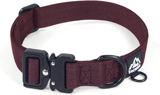 Heavy Duty Dog Collars for Medium and Large Dogs - Adjustable, Chew Proof Nylon Collar with Metal Quick Release Buckle and D-Ring for Dog Tags (Burgundy, 2XL)