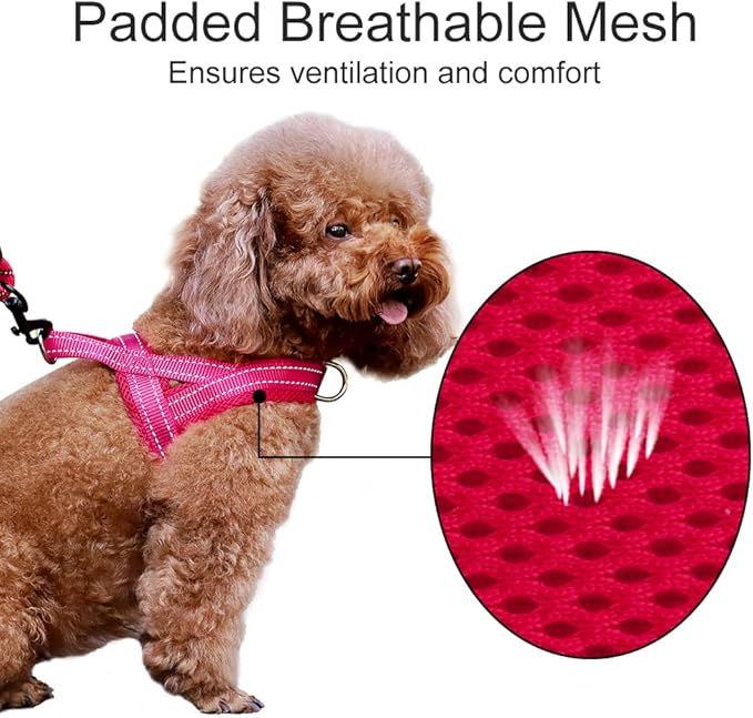 Plutus Pet No Pull Dog Harness with Breathable Mesh Padded, Adjustable Reflective Escape Proof Dog Harness, Quick Fit Dog Vest Harness for Small Medium Large Dogs(M, Pink)