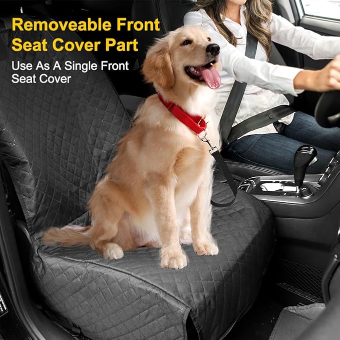 Vailge 6 in 1 Car Seat Cover for Back Seat, 60/40 Split, 100% Waterproof with Mesh Window, Scratch Prevent Anti-slip Dog Hammock, Standard