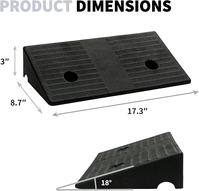 Rubber Curb Ramps for Driveway Curb Ramp 3.1 Inch Rise 2 Pack Threshold Ramp for Low Cars Ramps for Lawn Mower to Shed 7000lbs Load Capacity