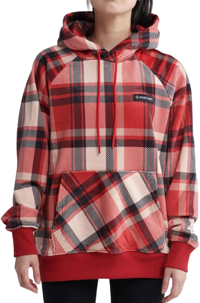 Spark Paws Human Hoodie - Premium Quality, Buttery Soft, Superior Comfort and Fit, Calming Fleece Interior, Suitable for All Styles – Red Plaid, L