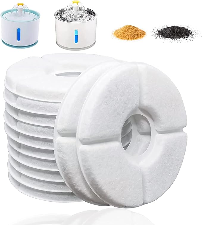 4/12/16 Pack Cat Water Fountain Filters, Cirfifth Triple Filtration System Pet Cat Fountain Filter Replacement for 84oz/2.5L Automatic Cat Fountain (16 Pack)
