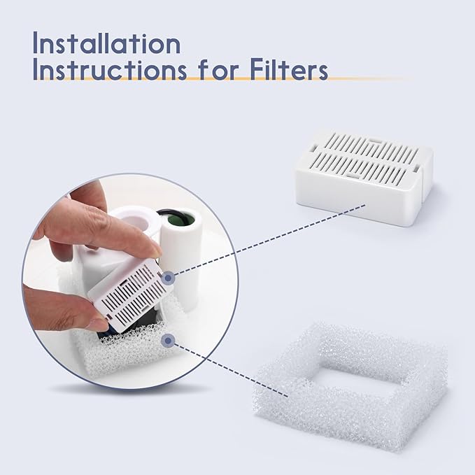 16 Pack Ceramic Cat Water Fountain Filters Replacement, 16 Cat Fountain Filters and 4 Pre-Filter Sponges for Ceramic Pet Water Fountains (16+4)