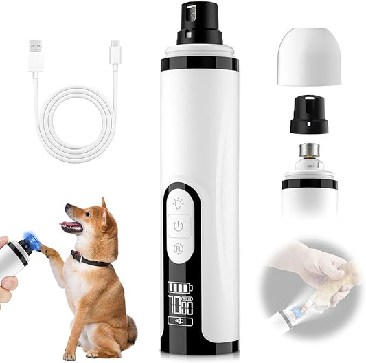 3-Speed Pet Nail Grinder,Professional Dog Nail Grinder with 2 LED Lights,Electric Nail Clippers for Cats and Dogs,Pet Paw Trimming and Grooming,2000mah USB Rechargeable for Small Medium Large Dogs