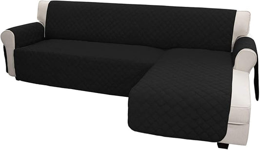 Easy-Going L Shape Sofa Slipcover - Reversible Sectional Couch Cover - Furniture Protector for Pets & Kids (Small, Black/Black)