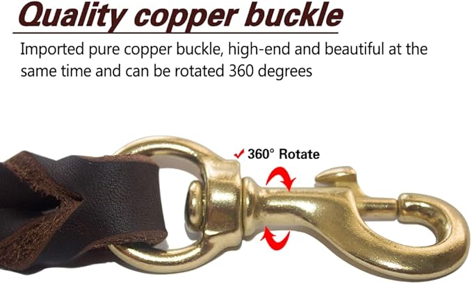 LWBMG Leather Dog Leash - 6ft x 1 inch, Heavy Duty, Braided, Comfortable for Large, Medium & Small Dogs