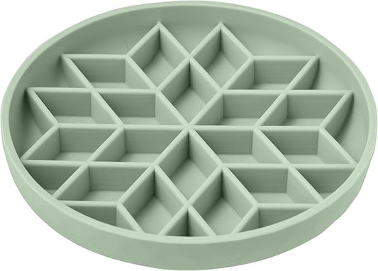 OHMO Slow Feeder Dog Bowls(Sage Green, 7.3") for Medium Small Large Breeds, Non-Slip Slow Feeder Cat Bowl with Suction Cup, Durable Food-Grade Silicone, Anti-Chocking and Anti-Bloat