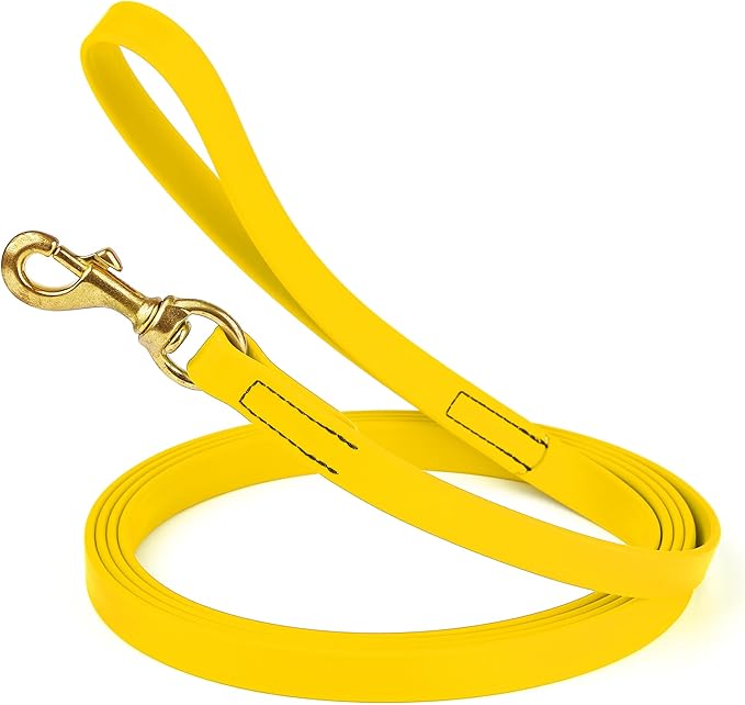 Viper Biothane K9 Working Dog Leash Waterproof Lead for Tracking Training Schutzhund Odor-Proof Long Line with Solid Brass Snap for Puppy Medium and Large Dogs, 15ft Lemon Yellow