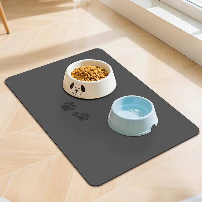 Pet Feeding Mats-Absorbent Dog Mat for Food and Water Bowl, Dog Accessories Pet Supplies, Quick Dry No Stains Water Dispenser Mat for Pet, Non-Slip Bowl mat for Messy Drinkers