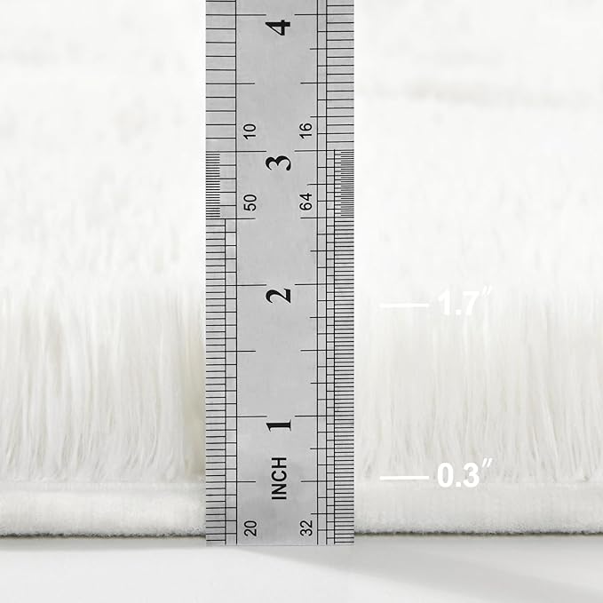 Shag Area Rug, 4 X 6 Plush Fuzzy Rugs for Living Room, Ultra Soft Fluffy Furry Rug for Bedroom, Indoor Carpet Nursery Rugs for Kids Room Home Decor, White