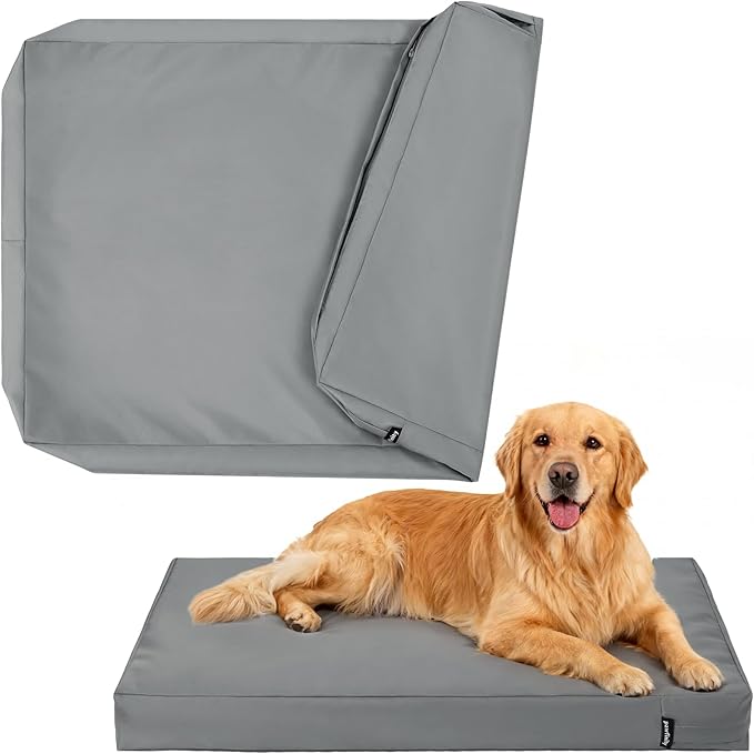 Waterproof Dog Bed Cover Replacement Washable, Easy to Clean, Pet Hair Resistant, Heavy Duty Oxford, Zipper Closure, Indoor/Outdoor Use, Fits 48 Inch Dog Crate - Extra Large XL - 47"x 29"x 4" - Grey