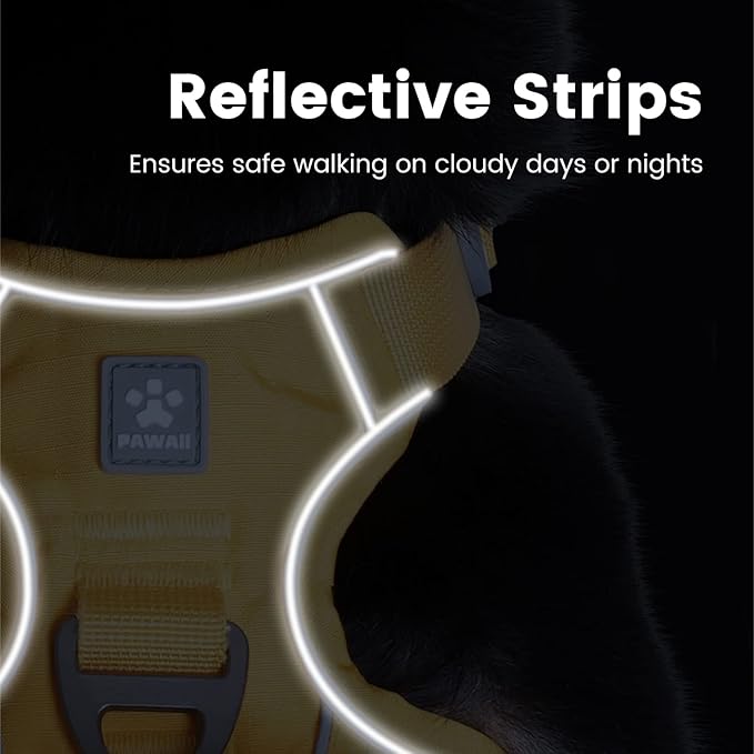 Pawaii No Pull Dog Harness with Pet ID Tag,Reflective Strips No Choke Front O Ring Breathable Mesh Adjustable Soft Padded Pet Vest with Easy Control Handle for Large Dogs