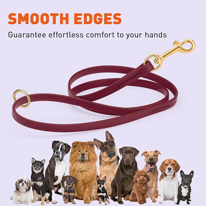Viper Biothane K9 Working Dog Leash Waterproof Lead for Tracking Training Schutzhund Odor-Proof Long Line with Solid Brass Snap for Puppy Medium and Large Dogs 4ft, Merlot Burgundy