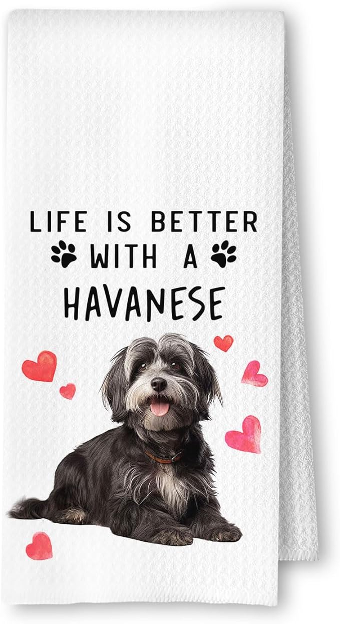 Havanese Dog Kitchen Towels, Havanese Gifts for Women Dish Tea Towels for Kitchen Decor, Dog Lovers Mom Gifts Decorative Hand Towel for Bathroom, 16x24 Inches