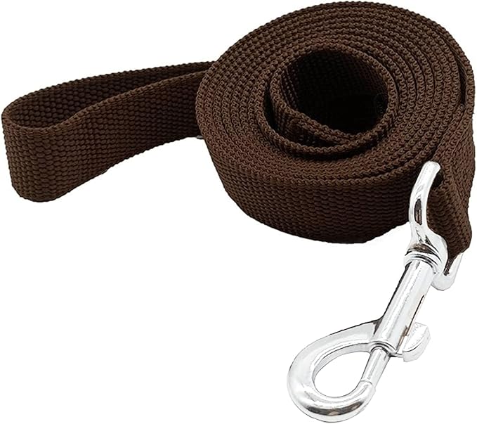 Nylon Dog Training Leash, Traction Rope, 4Ft /5 Foot /6 Feet Long, 5/8 inch 3/4 Inch 1 Inch Wide, for Small and Medium Dogs (1'' x 12 FT, Brown)
