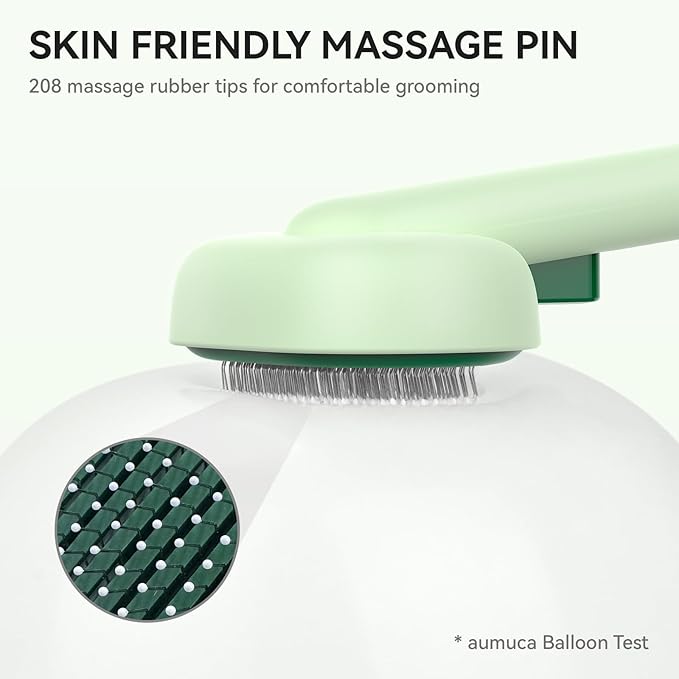 aumuca Cat Brush for Shedding, Cat Brushes for Indoor Cats, Horses Grooming Deshedding Brush for Dog Kitten Horse Massage Removes Loose Fur, Forest Green