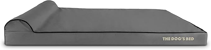 The Dog’s Bed Orthopedic Memory Foam Dog Bed with Headrest, Oxford Fabric, Grey with Black Trim, XXL, 4-Inch