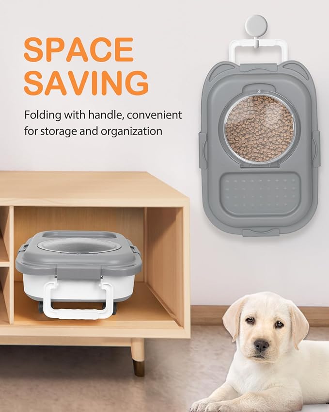 25-28 Lbs Dog Food Storage Container with Handle, Collapsible Dog Food Container with Airtight Lids, Wheels, Large Pet food storage Container for Dog Cat,Dog Food Scoop,Small Container