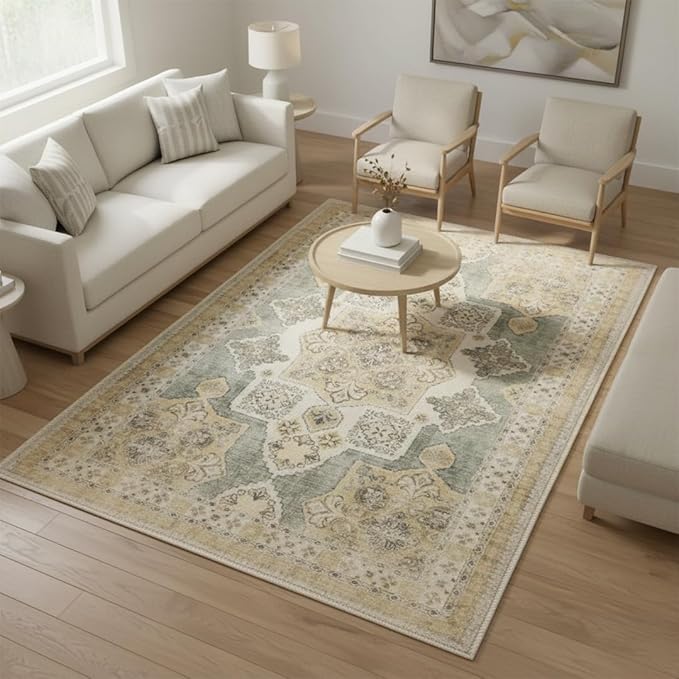 Muddy Mat짰 Monarch 5ft x 7ft Washable Area Rugs for Living Room, Bedroom & Dining Room ??Modern Soft Low Pile Non Slip Carpet ??Pet Friendly Waterproof Foldable Rugs for Home