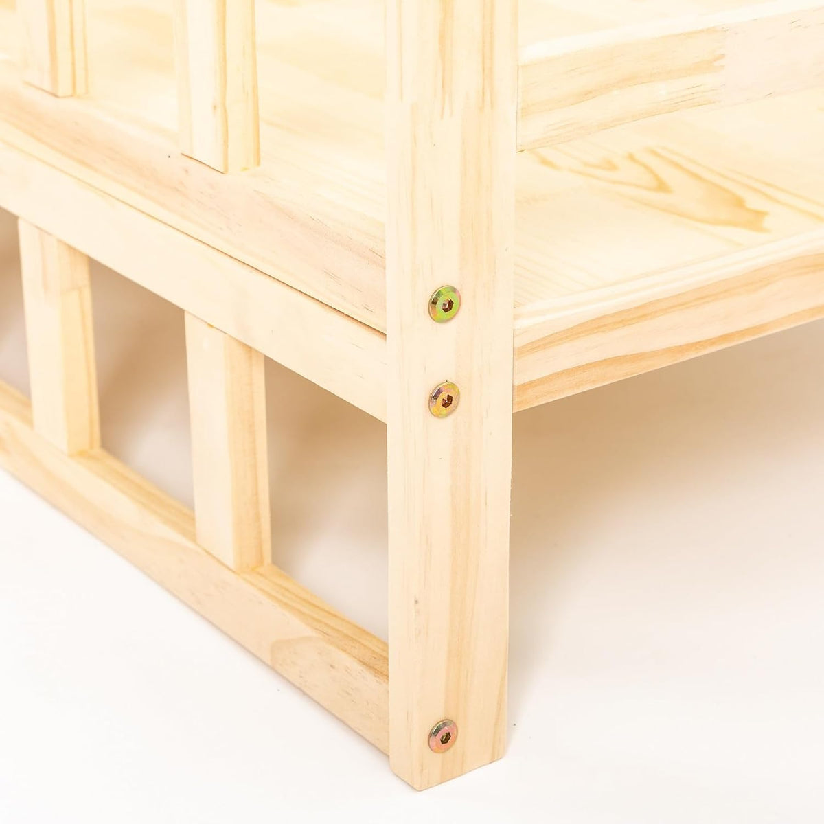 Wooden Pet Bed Elevated Dog Bed with Rails Solid Wood Cat Bed Frame Indoor Use Large - 37.8x22.1in