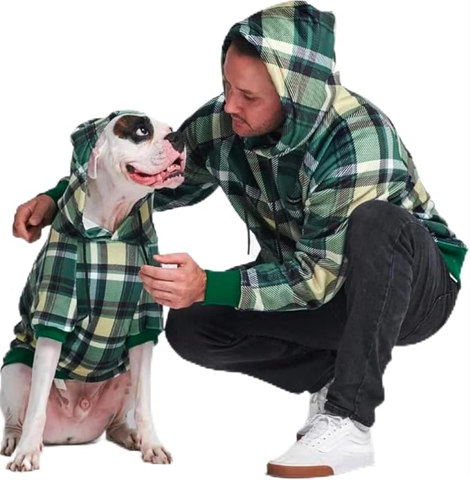 Spark Paws Human Hoodie - Premium Quality, Buttery Soft, Superior Comfort and Fit, Calming Fleece Interior, Suitable for All Styles – Green Plaid, XL