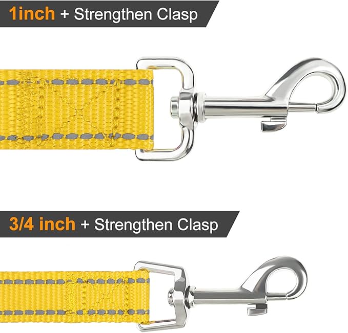 Joytale Dog Leash Heavy Duty for Small Medium Dogs, 5 FT Reflective Nylon Pet Walking Lead with Soft Padded Handle, Durable & Tangle Free for Training, Running & Safety Control, Yellow