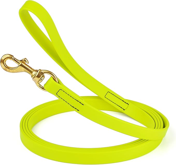 Viper Biothane K9 Working Dog Leash Waterproof Lead for Tracking Training Schutzhund Odor-Proof Long Line with Solid Brass Snap for Puppy Medium and Large Dogs, 10ft Safety Yellow