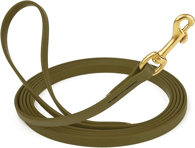 Viper Biothane K9 Working Dog Leash Waterproof Lead for Tracking Training Schutzhund Odor-Proof Long Line with Solid Brass Snap for Puppy Medium and Large Dogs, 20ft Olive Drab Green