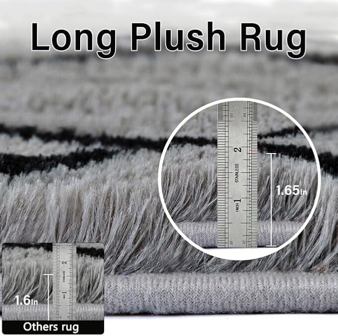 8x10 Checkered Rug for Living Room Black and White Modern Soft Area Rug Fluffy Non-Slip Carpet for Bedroom Playroom Home Aesthetic Decor